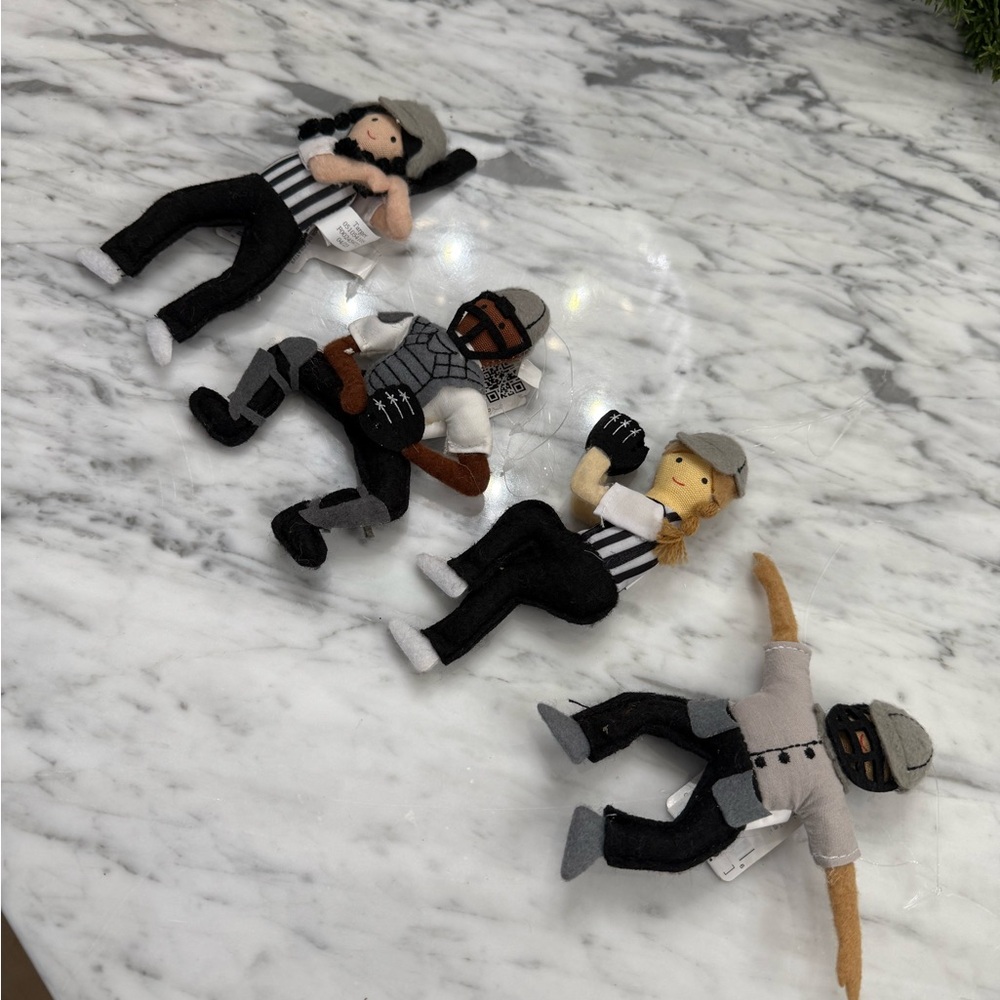 NWT Baseball Softball Players Felt Ornament Set of 4 - Picture 3 of 4